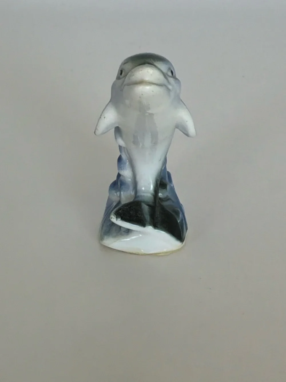 Vintage Blue Dolphin Ceramic Figurine - Decorative Home Accent
